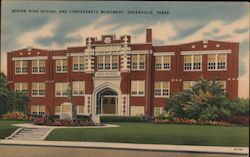 Senior High School and Confederate Monument Postcard