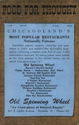 Food for Thought - Old Spinning Wheel Tea Room Restaurant Postcard