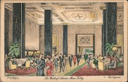 The Waldorf Astoria Main Lobby - Joseph Guttman, Steel Engraving Postcard