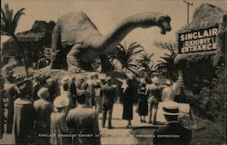 The Sinclair Dinosaur Exhibit At The World's Fair In Chicago 1933-34 Postcard