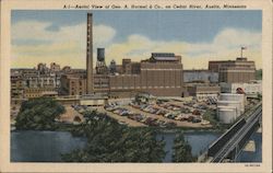 Aerial View of Geo. A. Hormel & Co. on Cedar River Postcard