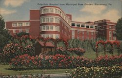 Polyclinic Hospital from Municipal Rose Garden Postcard