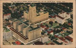 Air view of General Motors, Fishers Bldg. and Art Center Bldg. Postcard