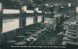 Club-Lounge Car on the Santa Fe Scout Postcard