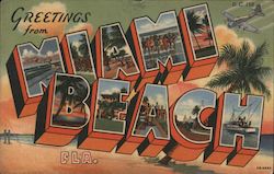 Greetings from Miami Beach, Fla. Postcard