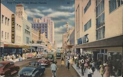 Busy Flagler Street Postcard