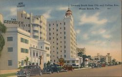 Looking South from 17th and Collins Avenue Postcard