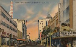 Miami's Main Shopping District Postcard