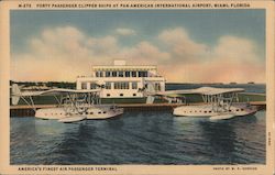 Forty Passenger Clipper Ships at Pan.American International Airport Postcard