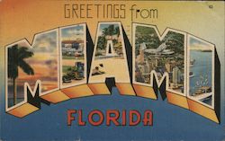 Greetings From Miami Florida Postcard