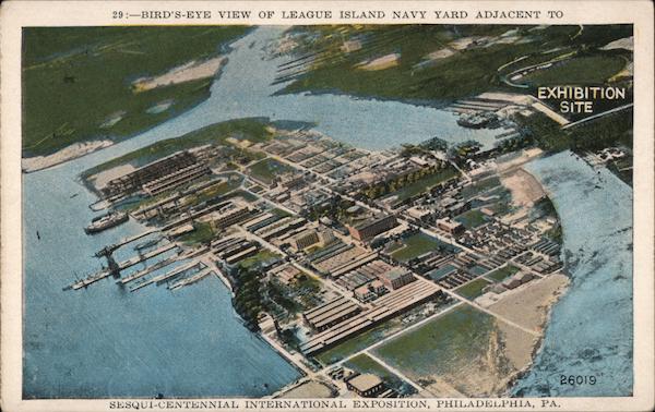 Bird's-Eye View of League Island Navy Yard Adjacent to Sesqui-Centenial International Exposition Philadelphia