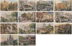 Set of 14 New Orleans Views, Artists Paintings Postcard