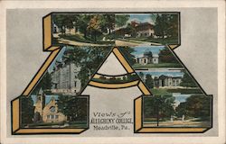 Views of Allegheny College Meadville, PA Postcard Postcard 