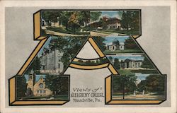 Views of Allegheny College Meadville, PA Postcard Postcard Postcard