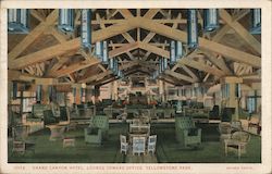 Lounge Toward Office, Grand Canyon Hotel Yellowstone National Park, WY Postcard Postcard Postcard