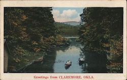 Greetings from Claremore, Okla. - Stream and Boats Postcard