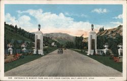 Entrance to Memory Park and City Creek Canyon Postcard