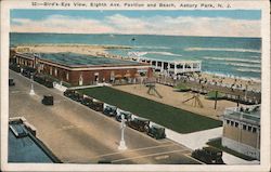 Bird's-Eye View Eighth Avenue Pavilion and Beach Asbury Park, NJ Postcard Postcard Postcard