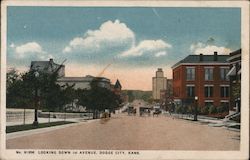 Looking Down 1st Avenue Dodge City, KS Postcard Postcard Postcard