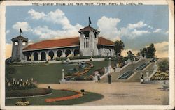 Shelter House and Rest Room Forest Park Postcard