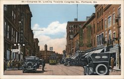 Congress Street Looking Towards Congress Square Postcard