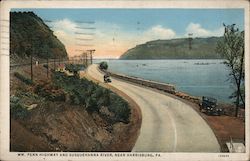 Wm. Penn Highway and Susquehanna River, near Harrisburg Postcard