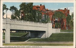 City Hospital and Front Street Subway Postcard