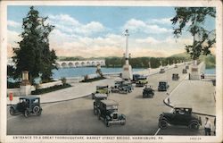 Entrance to a Great Thoroughfare, Market Street Bridge Harrisburg, PA Postcard Postcard Postcard