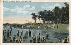 Bathing Beach on Island Harrisburg, PA Postcard Postcard Postcard