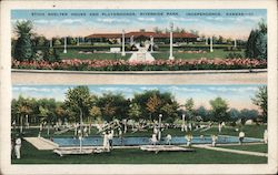 Stich Shelter house and Playgrounds, Riverside Park Postcard