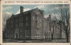 Martha Cook Residence, University of Michigan Postcard