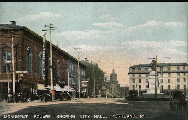 Monument Square Showing City Hall Portland Maine