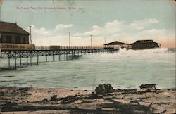 Surf and Pier Old Orchard Beach, ME Postcard Postcard Postcard