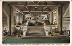 Grand Canyon Hotel, Lounge Staircase Yellowstone National Park Hayes Photo Postcard Postcard Postcard