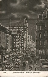 Lower Broadway At Night Postcard
