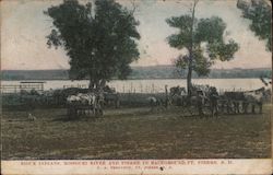 Sioux Indians, Missouri River and Pierre in Background Fort Pierre, SD Postcard Postcard Postcard