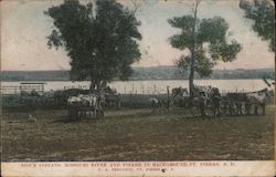 Sioux Indians, Missouri River and Pierre in Background Postcard
