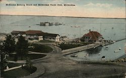 McKinley Bathing Beach and Milwaukee Yacht Club Wisconsin Postcard Postcard Postcard
