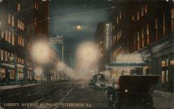 Liberty Avenue at Night Postcard