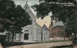 Catholic Church and High School Postcard
