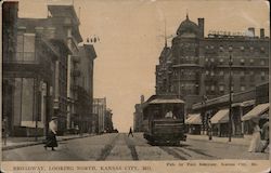 Broadway, Looking North - Streetcar Postcard