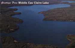 Greetings From Middle Eau Claire Lake Barnes, WI Postcard Postcard Postcard