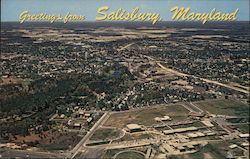 Aerial View Salisbury, MD F.W. Brueckmann Postcard Postcard Postcard