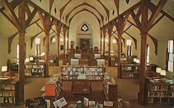 Interior of The Library-In-The-Church, Westbrook College Postcard