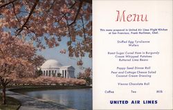 United Air Lines Flight Kitchen Menu Postcard