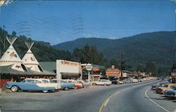 Street Scene - Cherokee North Carolina Postcard