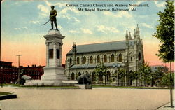 Corpus Christi Church And Watson Monument, Mt. Royal Avenue Postcard
