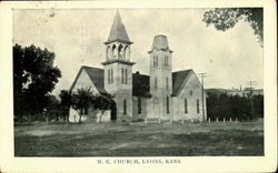 M. E. Church Lyons, KS Postcard Postcard