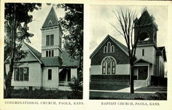 Congregational Church/Baptist Church Paola, KS Postcard Postcard