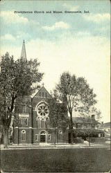 Presbyterian Church and Masne Greencastle, IN Postcard Postcard